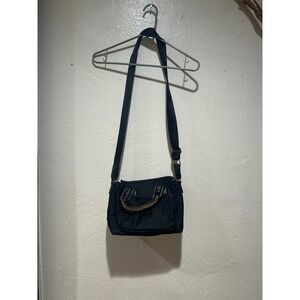 Tommy Hilfiger Women Black Nylon Crossbody Bag Logo Webbing Strap Small Tote